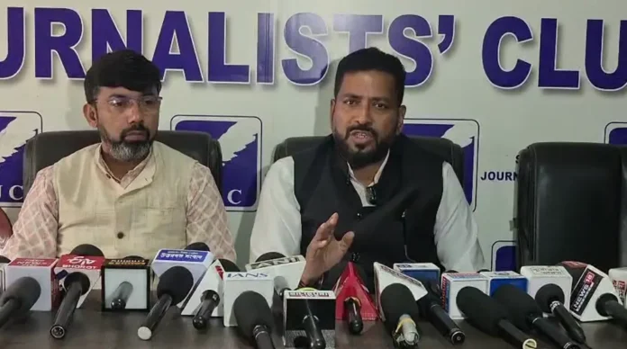 BJP MLA Shankar Ghosh addresses a press conference in Siliguri on Monday, announcing a hunger strike on January 22 over alleged hurdles in the utilisation of MLA development funds. Monday, 19 January 2026.